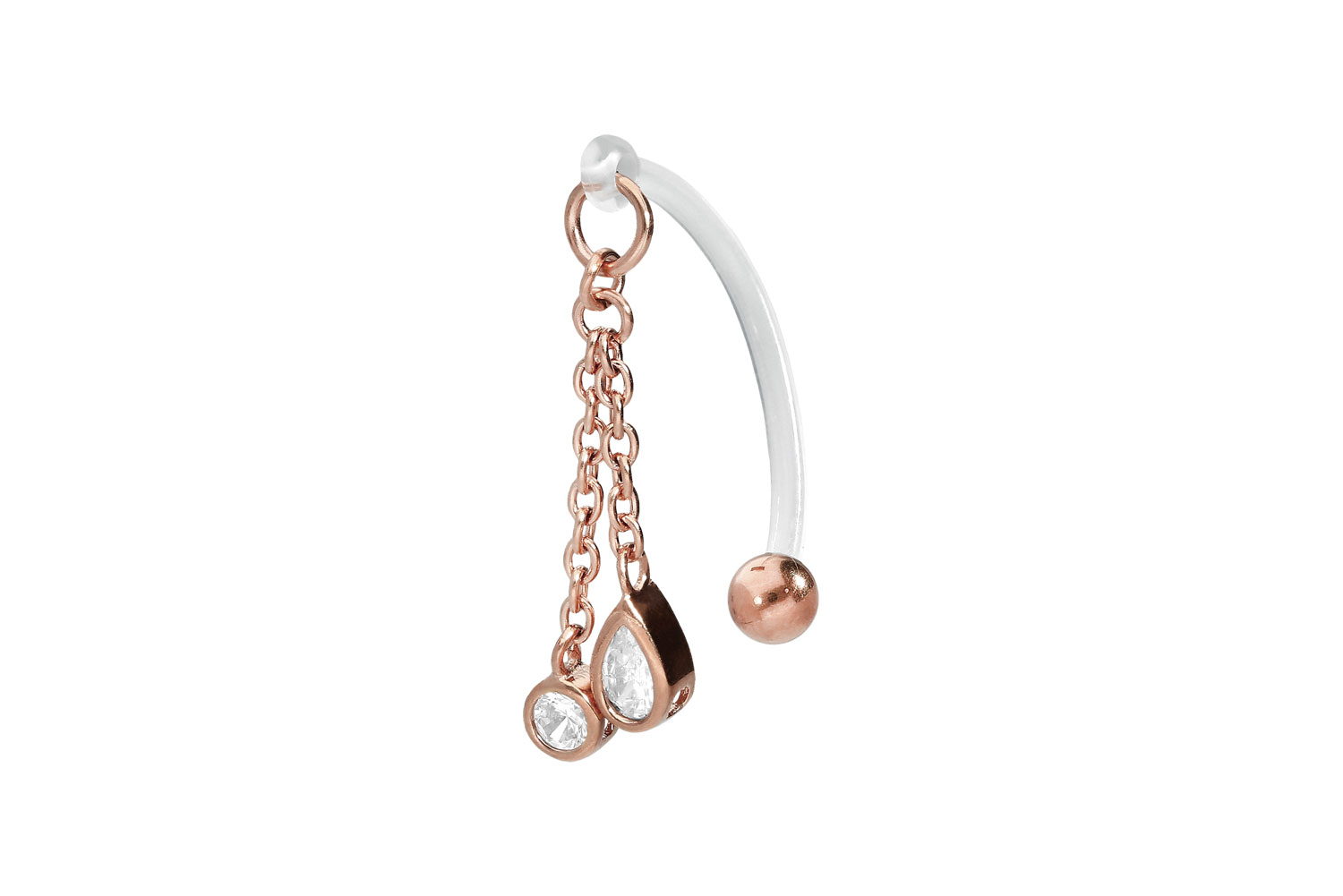 PMFK Bananabell Piercing mit Chirurgenstahl-Design KETTE + KRISTALLE